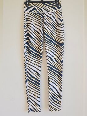 Zubaz Buffalo Sabres Striped Leggings In Navy, Yellow & White Size M